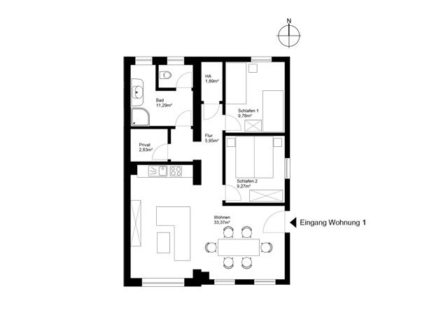 Grundriss Ferienwohnung Morgensonne