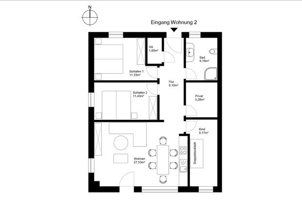 Grundriss Ferienwohnung Morgensonne